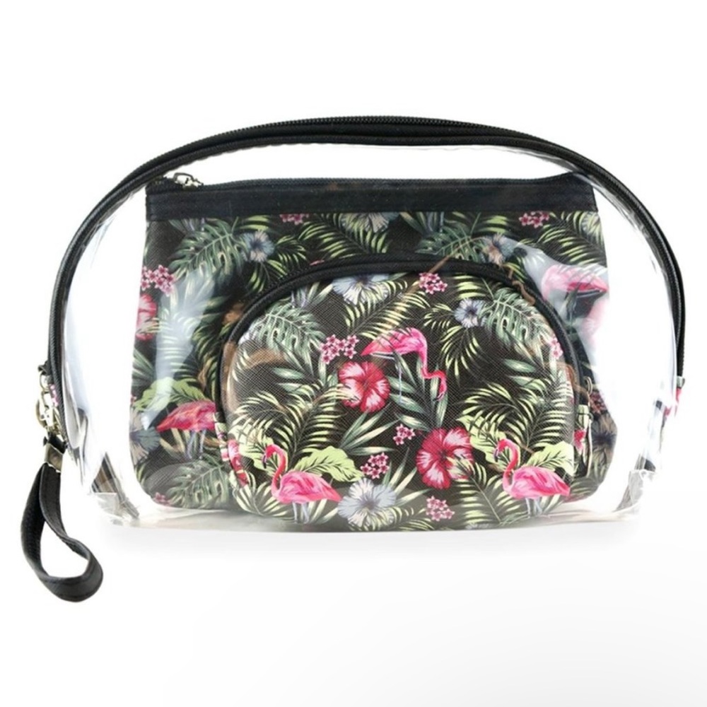 3pc. Travel Bags | Flamingos & Palm Leaves